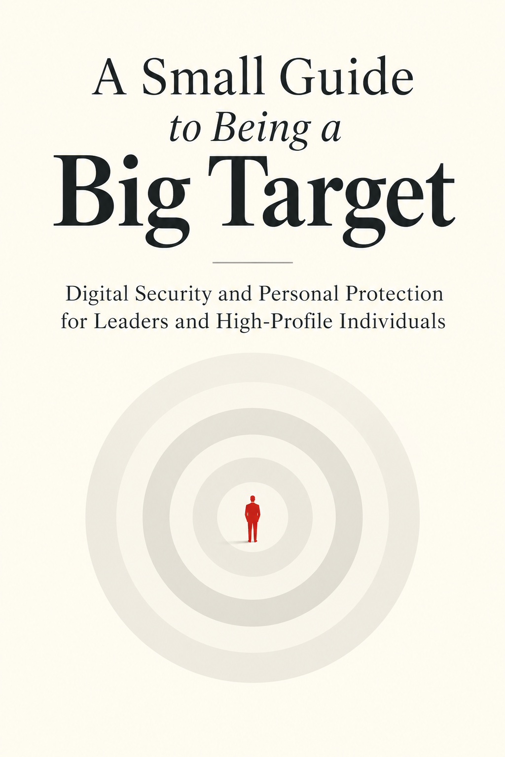 A small red figure standing at the centre of concentric target rings, from the book cover.